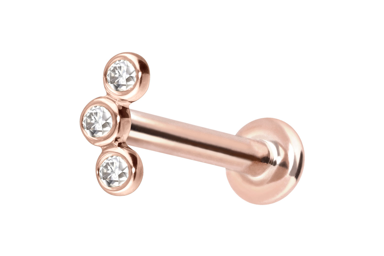 14 Karat Gold Labret Piercing mit Innengewinde MOISSANIT-BOGEN
